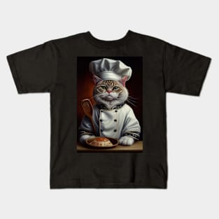 Cute Cat Wearing a Chef Hat: Adorable Feline Animals Kids T-Shirt